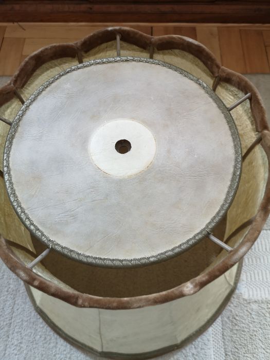 Piekny duży abażur stylowy antyk 51 cm x 42 cm brąz złoty prl stary