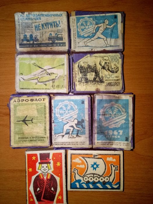 Спички времён СССР в фанерном коробке