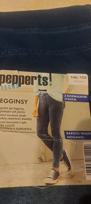 Leginsy jeansowe rozciągające z metką