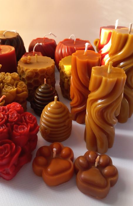 Свічка з натурального  воску "Ведмедик з букетом",  декор, бонбоньєрка