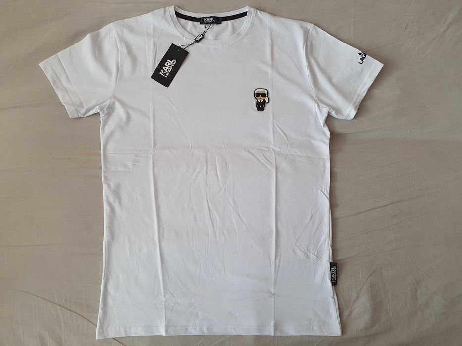NOWA koszulka Karl Lagerfeld L XL biała ikonik gumowy KL okazja