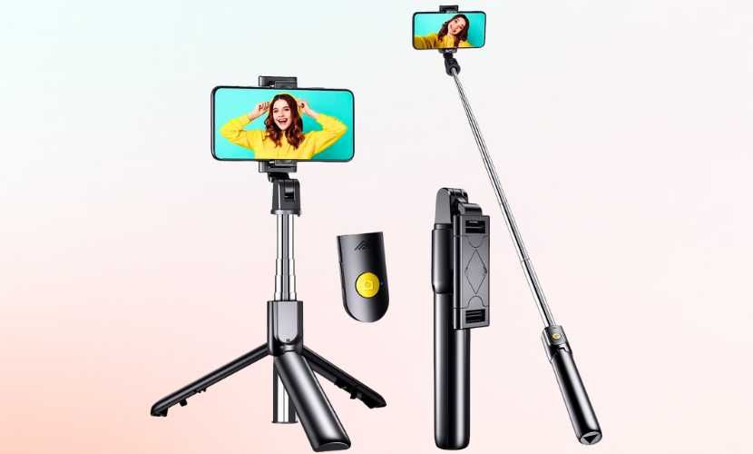 Metalowy Selfie Stick 3w1 Statyw Tripod + Pilot Bluetooth Czarny NOWY