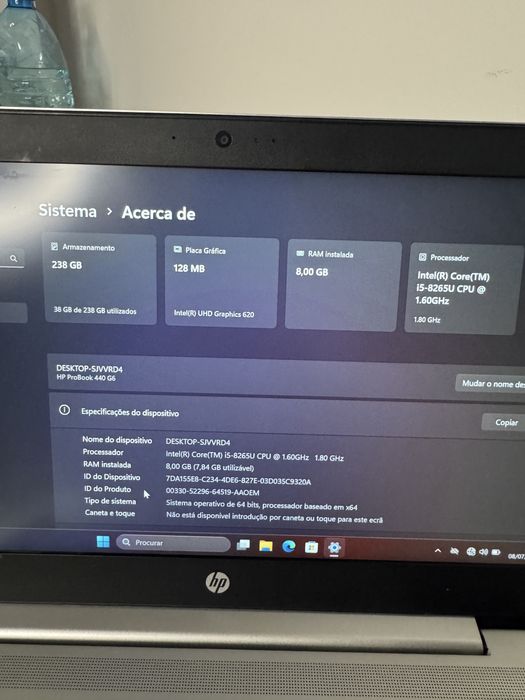 HP ProBook 440 G6 | GRADE A |  Core i5 8ª Gen |  8GB RAM | SSD NVMe 256GB | Fatura + Garantia