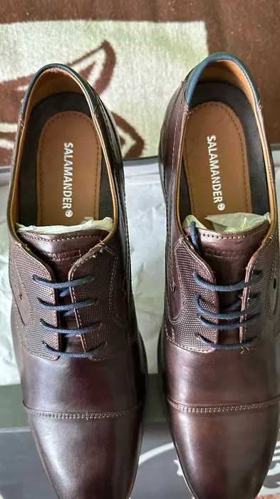 Salamander eleganckie buty męskie brązowe 100% skórzane roz. 45