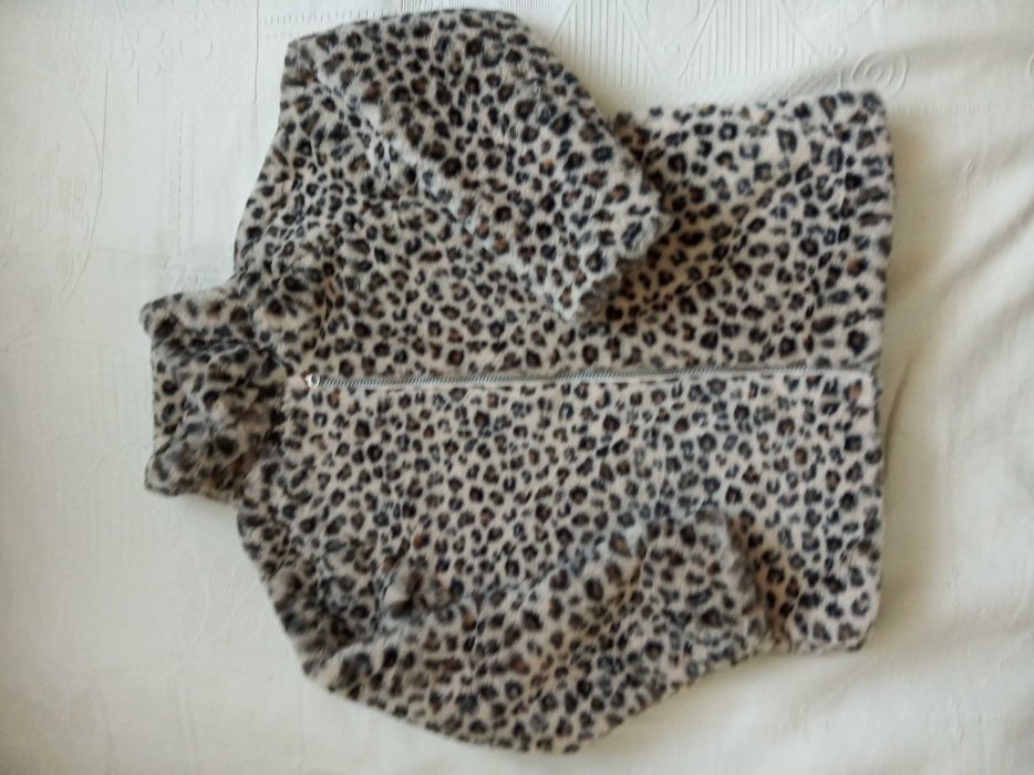 Dziewczęca kurtka wiosenna - futerko w panterkę Name it, r.128 (8 lat)