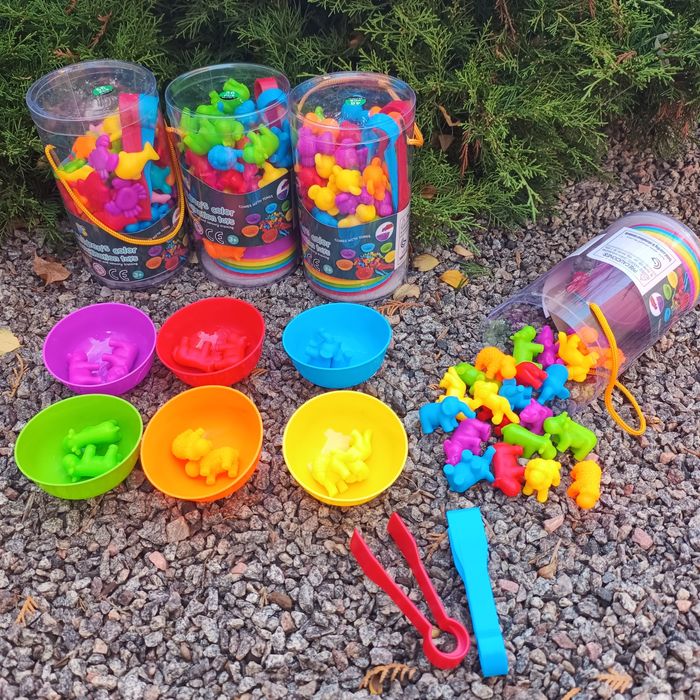 Сортер з щипцями ведмедики 56 елем.,сортер з мисочками,гумові фігурки