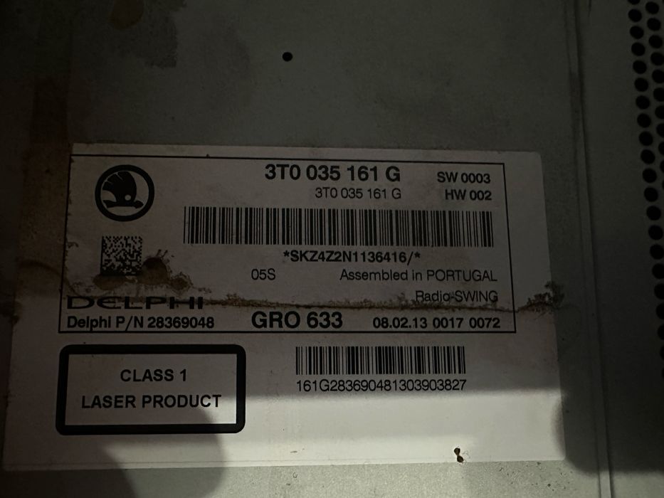 Штатная магнитола оригинал Skoda Superb2