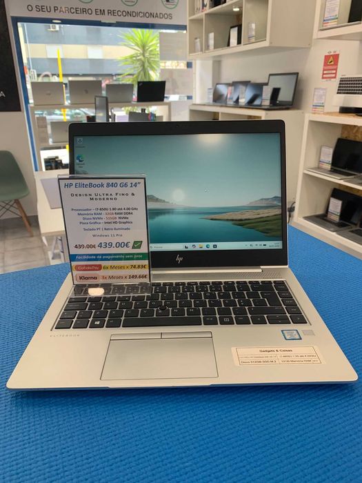 HP EliteBook 840 G6 14" | Intel Core i7-8565U | 32GB RAM | 512GB NVMe | W 11 Pro | Loja Física e Web Site