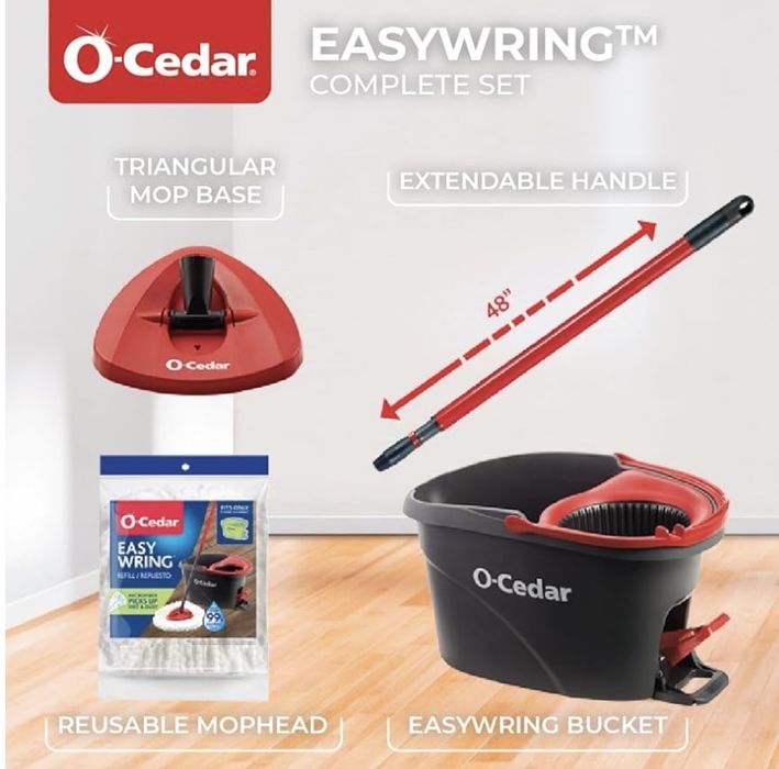 Mop obrotowy z mikrofibry, system czyszczenia podłogi z wiadrem