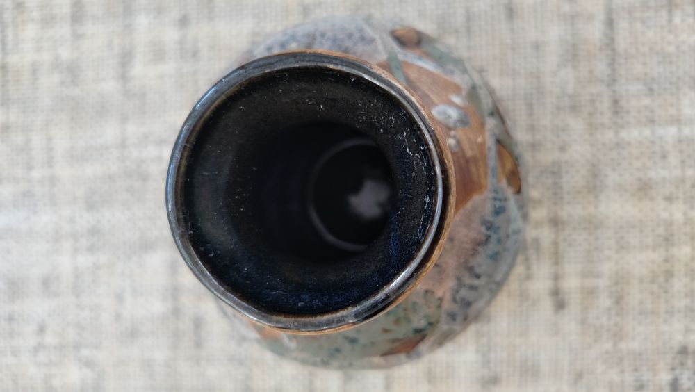 Wazon ceramiczny 15 cm rękodzieło szkliwiony artystyczny vintage