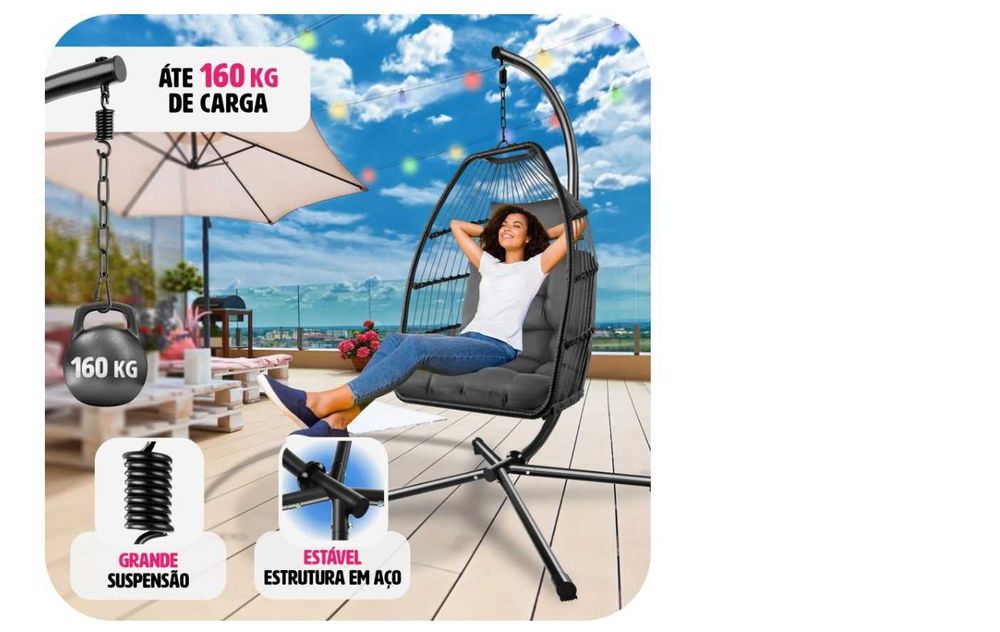 Cadeira suspensa ARIANE cinzento escuro