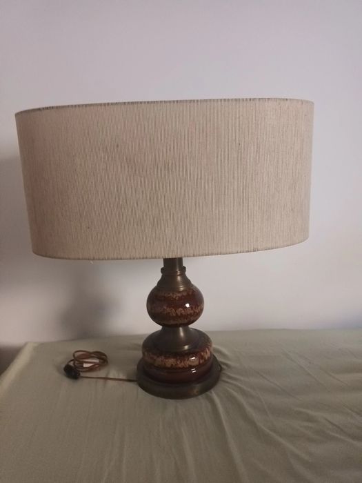 Candeeiro de mesa vintage- Cerâmica e latão 1960
