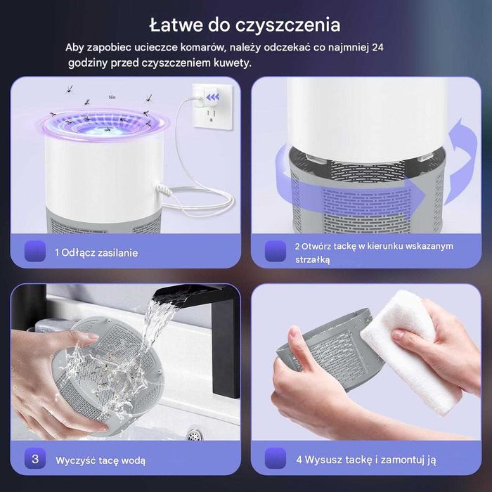 Lampa Owadobójcza UV Pułapka na Komary Muchy Wentylator USB