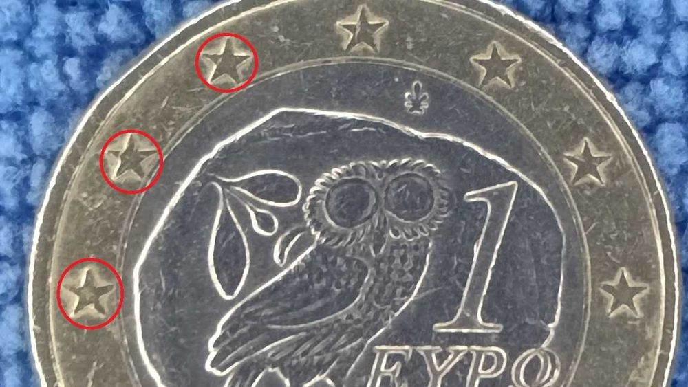 Moeda 1 Euro Grécia 2002 com Defeitos Cunhagem