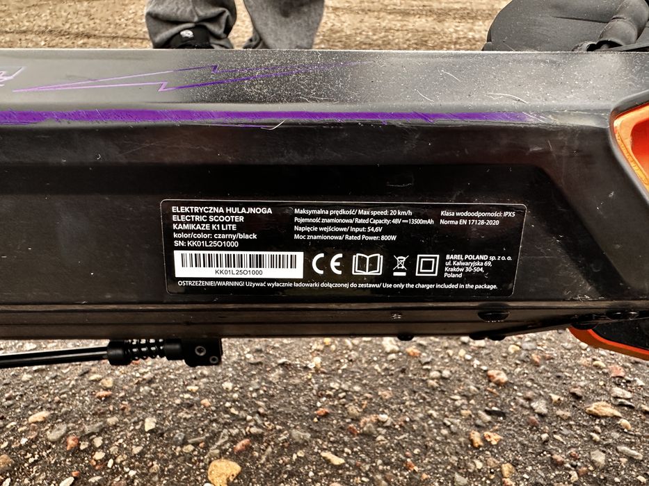 Hulajnoga elektryczna Kamikaze K1 Lite 60km 800W