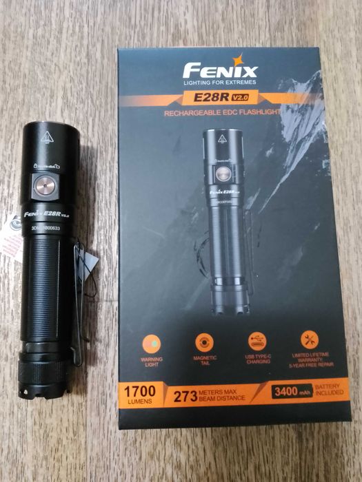 Ліхтар ручний Fenix E28R V2.0 (1700люм., 273м, 128г, 18650х1/CR123Aх2)