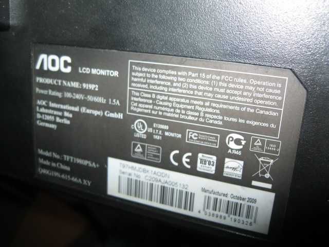 Монитор для п.к. или видеонаблюдения 19"LOC 919p2