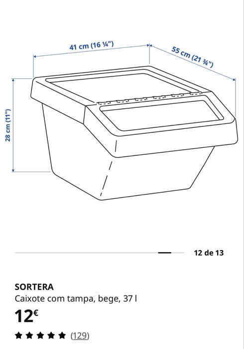 2 Caixas com tampa Sortera 37L IKEA