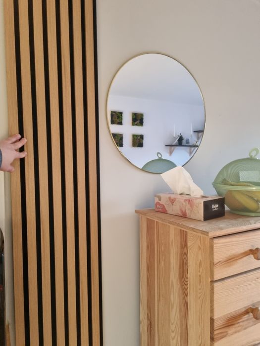 Panel ścienny 3D Lamel na czarnym filcu 254x30 cm Dąb 7 lameli