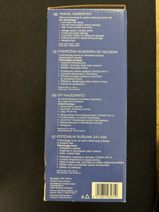 Suszarka turystyczna składana 1200/1600 W joniczna