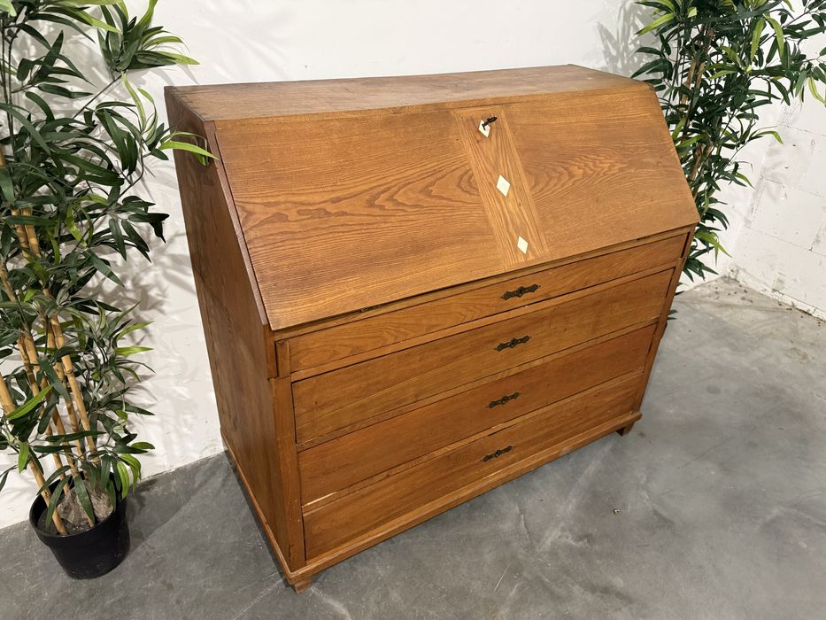 Piękny dębowy sekretarzyk komoda lite drewno po renowacji wysyłka