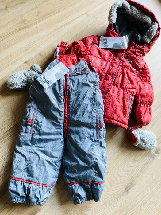 80 NOWY Coccodrillo Kombinezon zimowy 3 cz. Kurtka Spodnie rękawiczki
