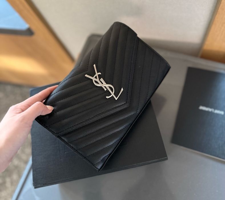 Клатч сумка YSL Saint Laurent WOC | золото, срібло, чорна