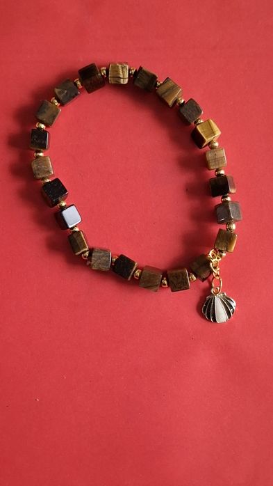 Bransoletka tygrysie oko z muszelka