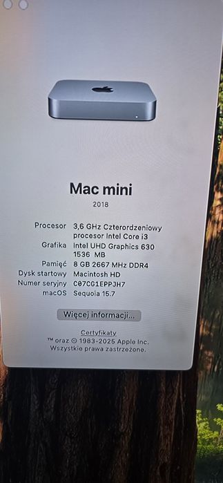 Mac mini 2018 i3 8gb DDR4 Dysk 256gb Karlino • OLX.pl