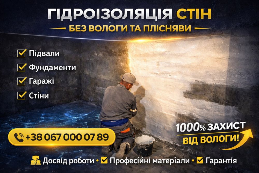 Гідроізоляція підвалів Без розкопування Усунення грибка та плісняви