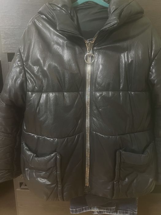 Кожаный пуховик ,куртка