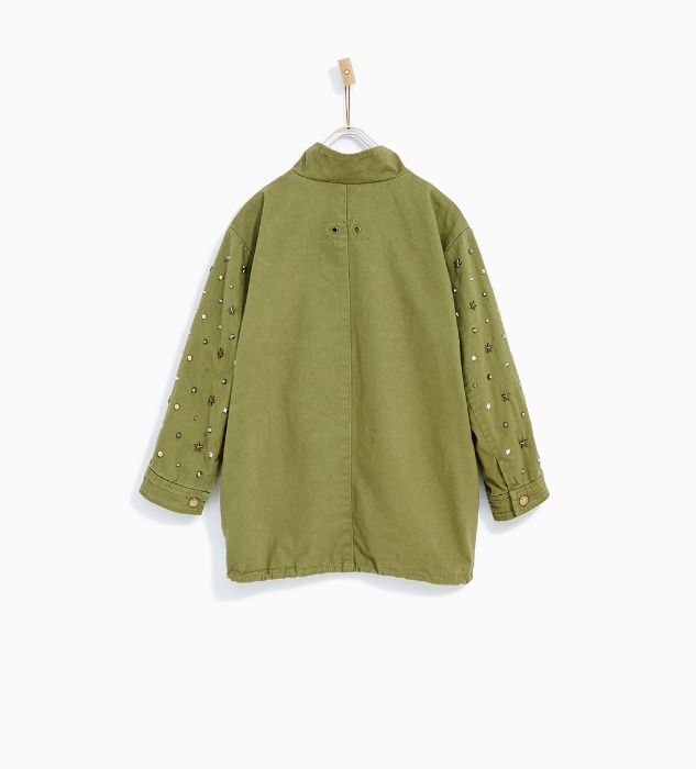 Zara kurtka parka khaki ćwieki nity oversize 128 j. nowa