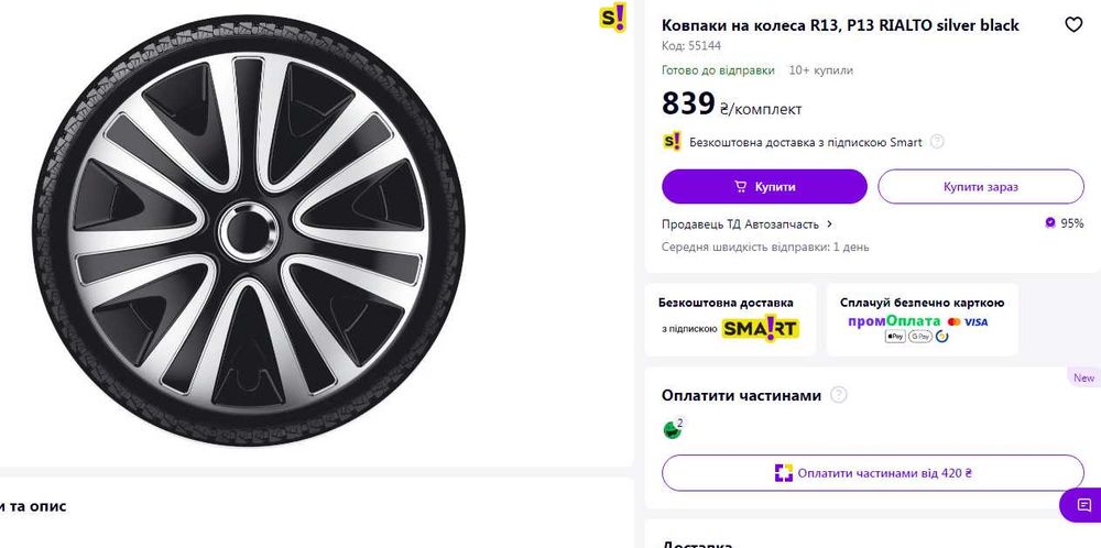 Колпаки на колеса, Rialto Pro R13"