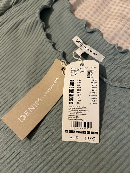 Нова кроп-футболка Denim Tom Tailor в рубчик, розмір S (з бірками)