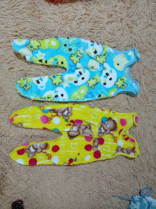 НОВЫЕ 1-3 мес плюшевые с начесом человечек ползунки