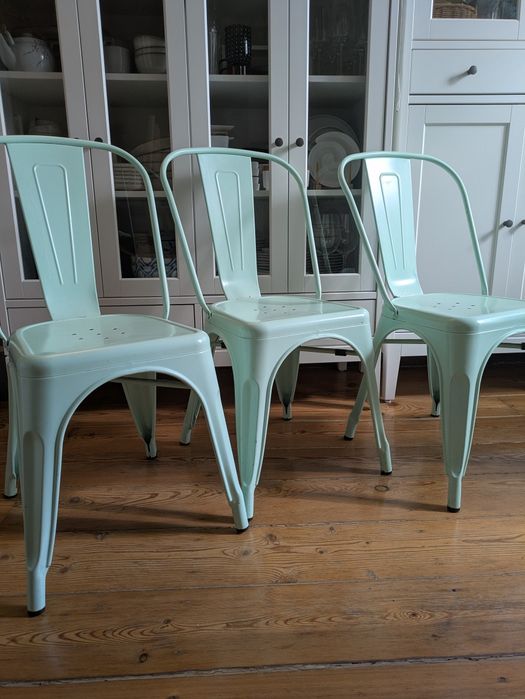 3 cadeiras metal esmaltado