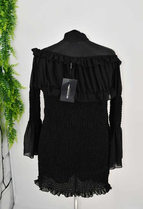 Elegancka sukienka marszczona 38/50 odkryte ramiona