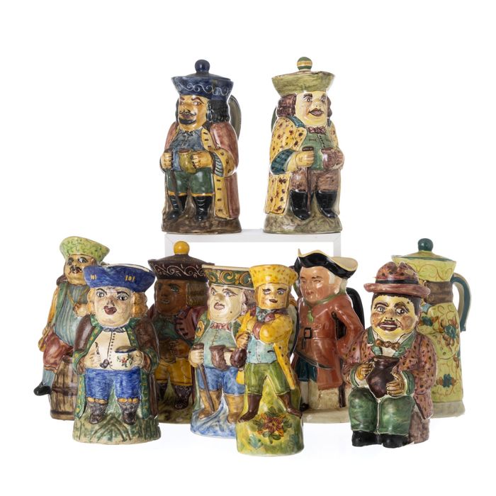 Faiança - Lote de 10 Toby Jugs em faiança