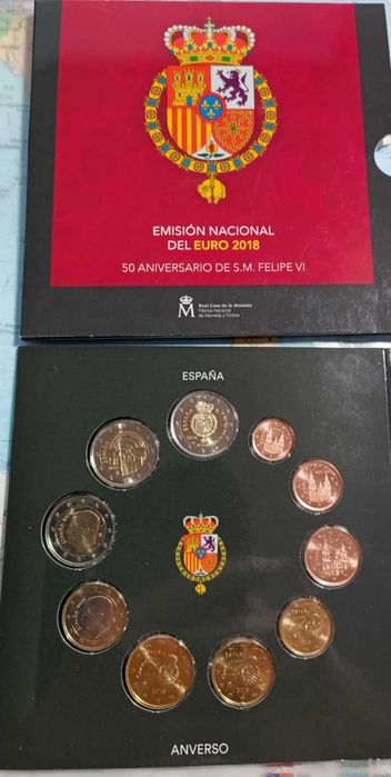 Espanha - 2018 - Carteira ano 2018-Santiago e 50º aniv. do rei Filipe