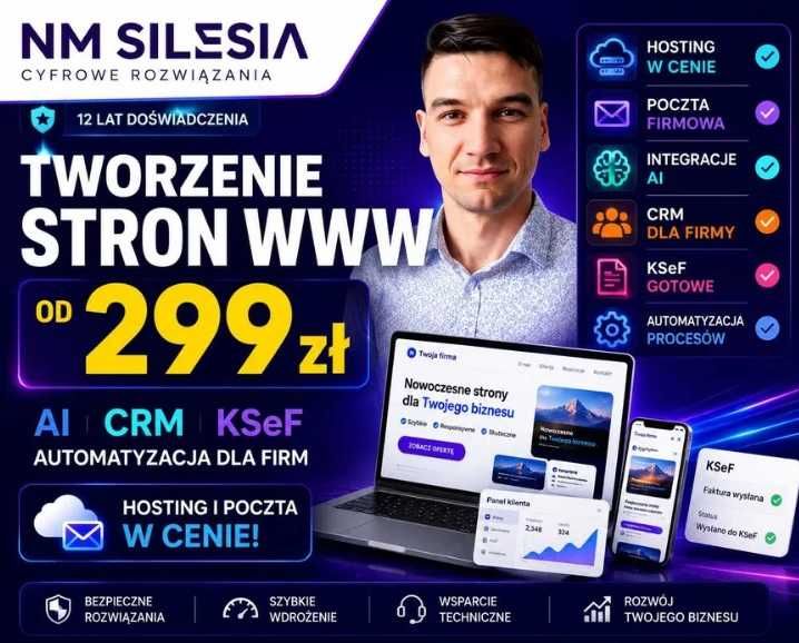 Strona internetowa dla firmy od 299 zł | domena, hosting, poczta w cenie | Poznań