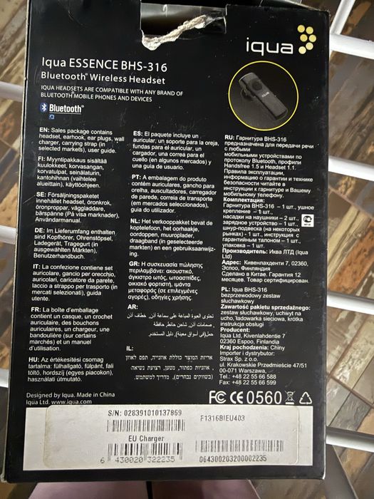 Zestaw sluchawkowy Bluetooth nowy