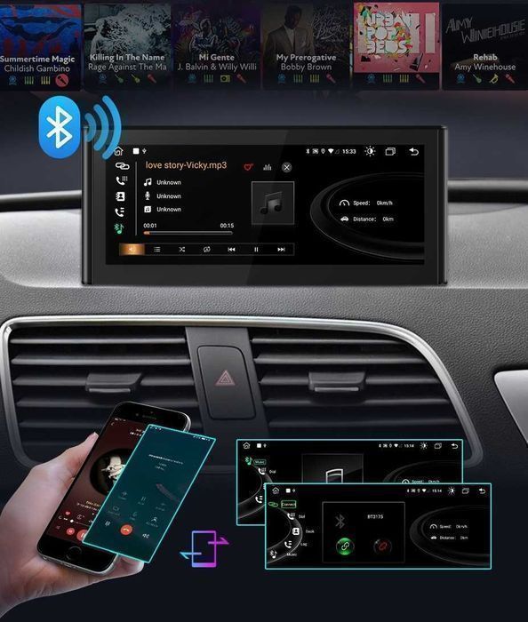 Audi Q3 2012–2018 – Radio Android 15 8,8” CarPlay Android Auto GPS Nawigacja Stacja Multimedialna WiFi Bluetooth DSP 4G LTE PL 2GB/32GB