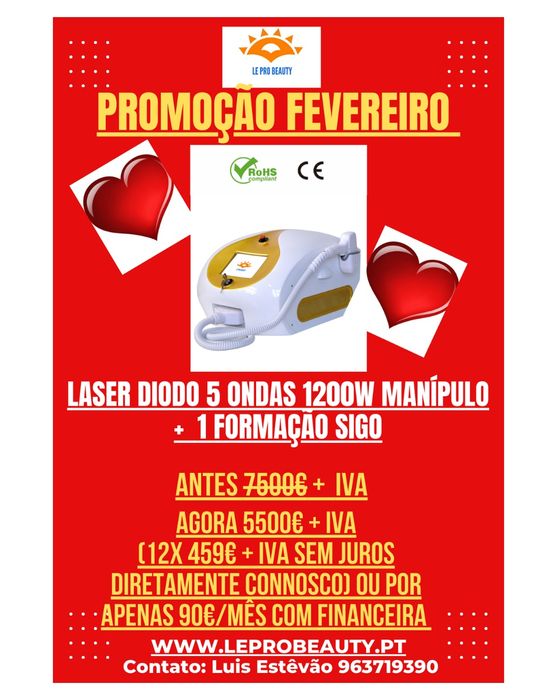 LASER Diodo 5 ONDAS 1200W MANÍPULO + 2 anos de garantia + Curso DGERT