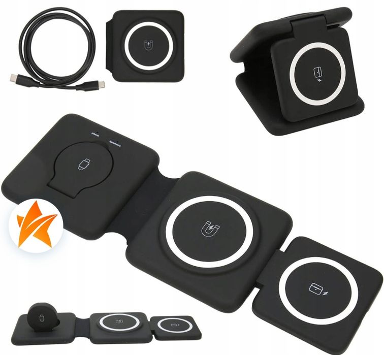 Indukcyjna Ładowarka Podróżna Składana 3w1