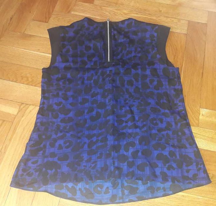 Elegancka niebieska panterka bluzka Dunnes Stores XL