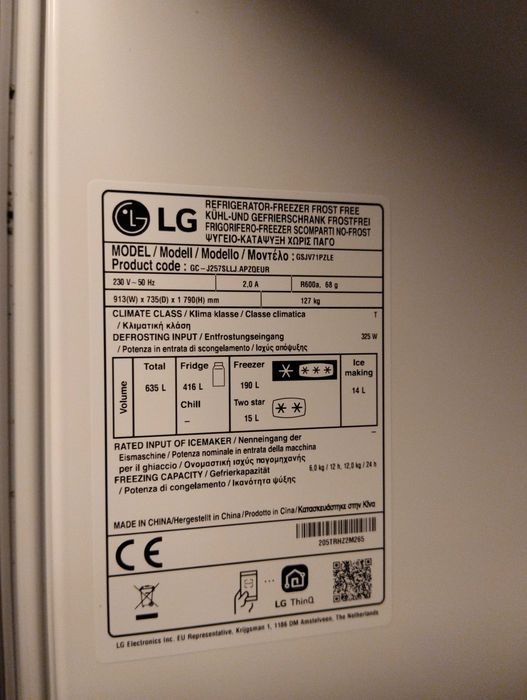 Frigorifico Americano LG usado em muito bom estado / 635L