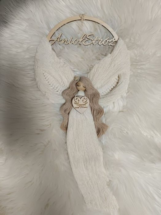 Anioł Stróż, makrama, chrzeest, komunia, prezent