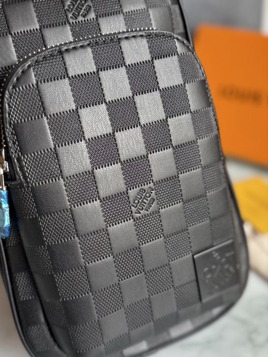 Сумка мужская черная Louis Vuitton Sling Bag Avenue Луи Витон кожа LV