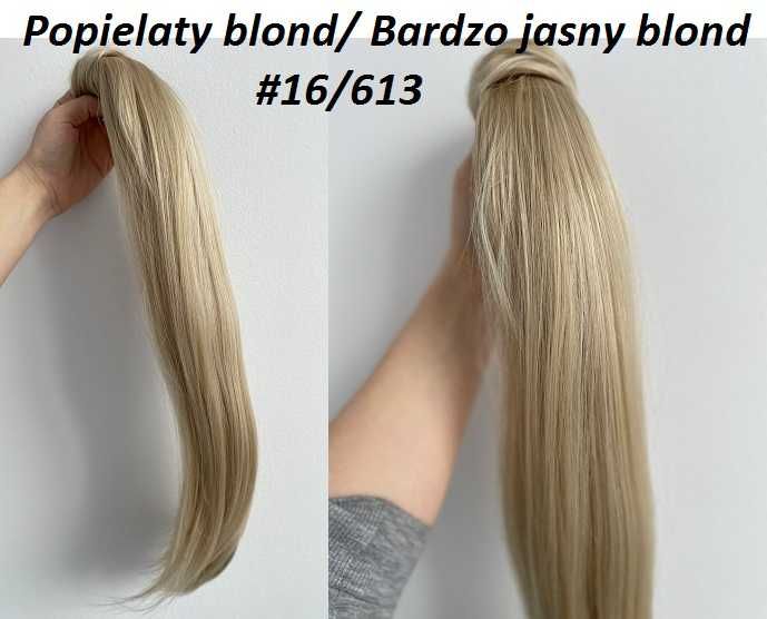 Doczepiany KUCYK kitka 60cm jak Naturalne treska MAT popielaty blond