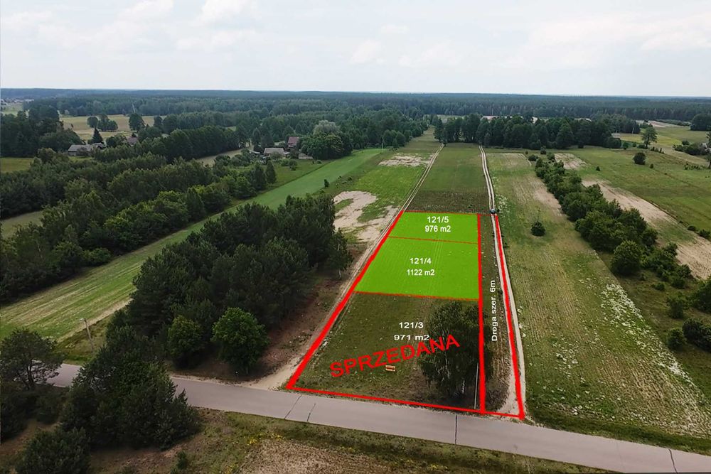 Działka budowlana WZ z prądem, 23km od Wyszkowa gm. Długosiodło - 976m